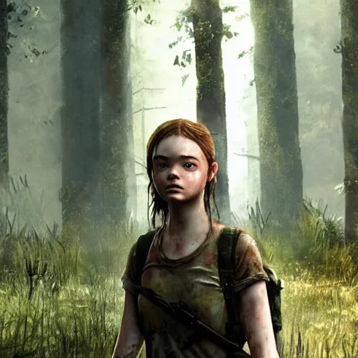 Image similar to Elle Fanning as ellie in the last of us 2