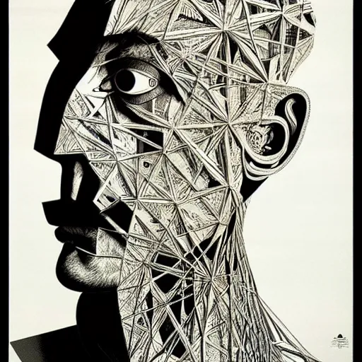 Prompt: white lithography print polish poster conceptual figurative post - morden monumental portrait by dali, highly conceptual figurative art, intricate detailed illustration, controversial poster art, polish poster art, geometrical drawings