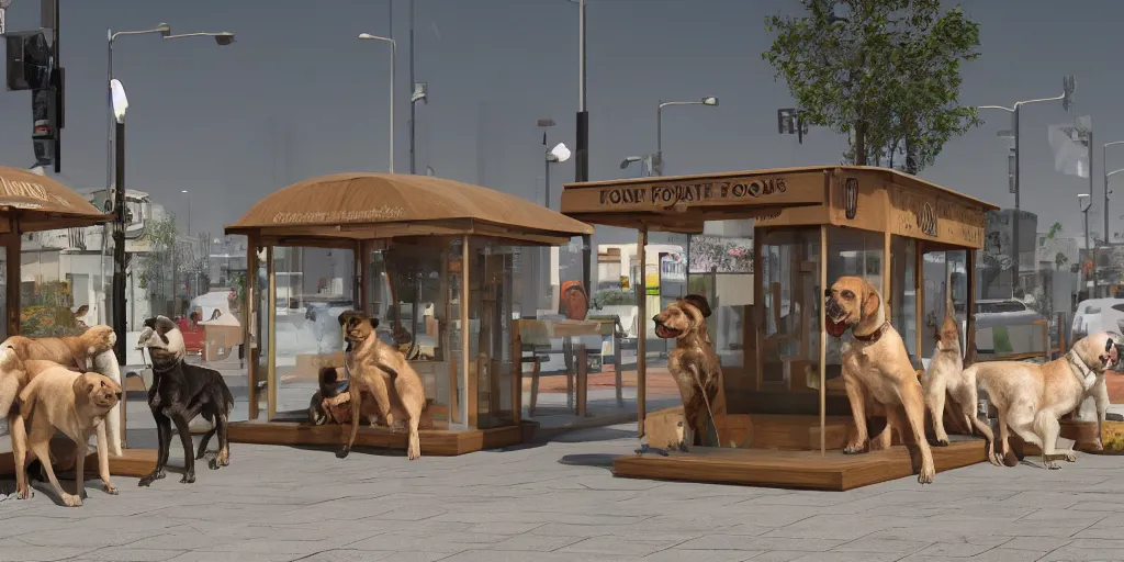Prompt: eight dog booths on the cremlin square and a dog, beautifully detailed 4 k octane render, 4 k post processing