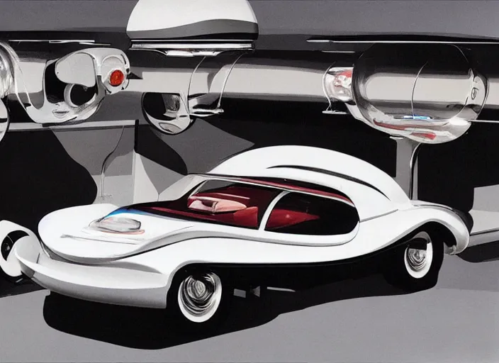 Image similar to diorama, futuristic concept car, 1950s,jukebox,8K, by syd mead