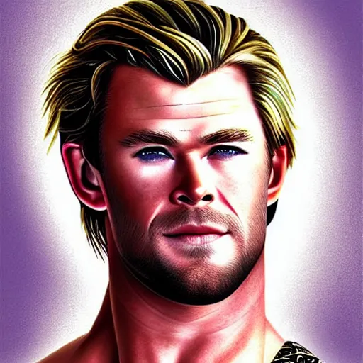 Image similar to Portrait of Chris Hemsworth as a fairy, beautiful! Handsome! digital art