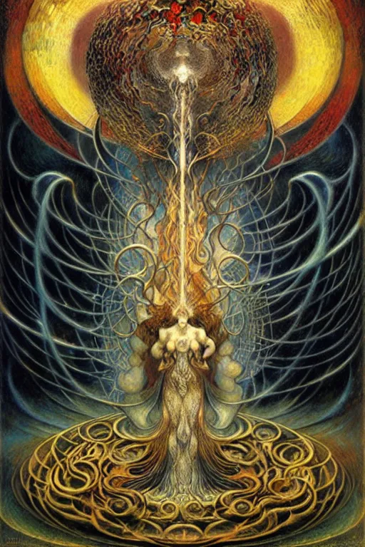 Image similar to Divine Chaos Engine by Karol Bak, Jean Delville, William Blake, and Vincent Van Gogh