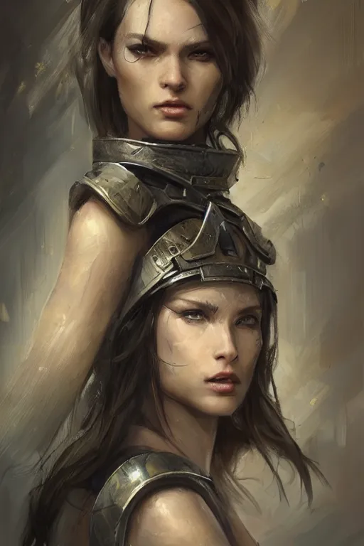 Image similar to a photorealistic painting of an attractive young female, partially clothed in battle armor, olive skin, long dark hair, beautiful bone structure, symmetrical facial features, intricate, elegant, digital painting, concept art, illustration, sharp focus, from Metal Gear, in the style of Ruan Jia and Mandy Jurgens and GregRutkowski and William-Adolphe Bouguerea