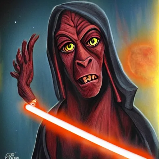 Prompt: jar jar binks as a sith lord, dark fantasy