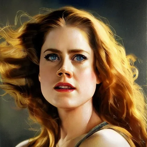 Image similar to ultra realistic portrait painting of amy adams in a western ad, art by frank frazetta, 4 k, ultra realistic, highly detailed, epic lighting