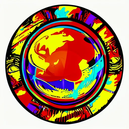 Image similar to 2 planet collapse particle fusion element macro cosmic art by butcher billy, sticker, colorful, illustration, highly detailed, simple, smooth and clean vector curves, no jagged lines, vector art, smooth andy warhol style