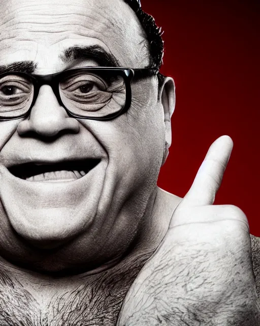 Prompt: portrait of danny devito as a wwe professional wrestler. photographic, photography