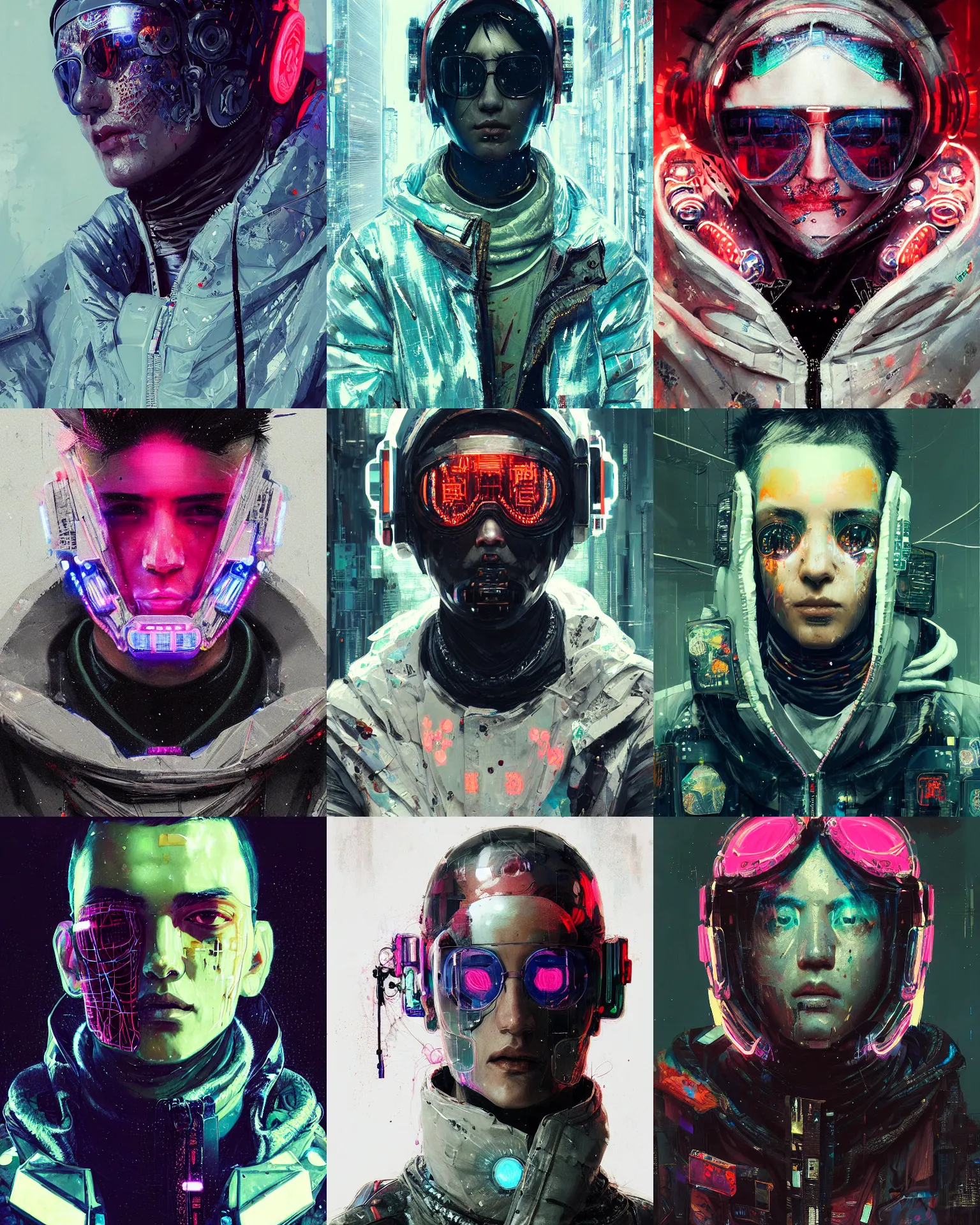 Prompt: detailed portrait corrupted, cyberpunk futuristic neon, reflective puffy coat, decorated with traditional Japanese ornaments by Ismail inceoglu dragan bibin hans thoma greg rutkowski Alexandros Pyromallis Nekro Rene Maritte Illustrated, Perfect face, fine details, realistic shaded, fine-face, pretty face