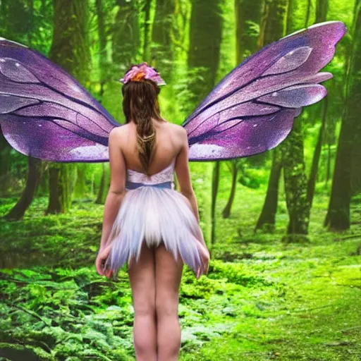 Image similar to a fairy with beautiful wings in the woods