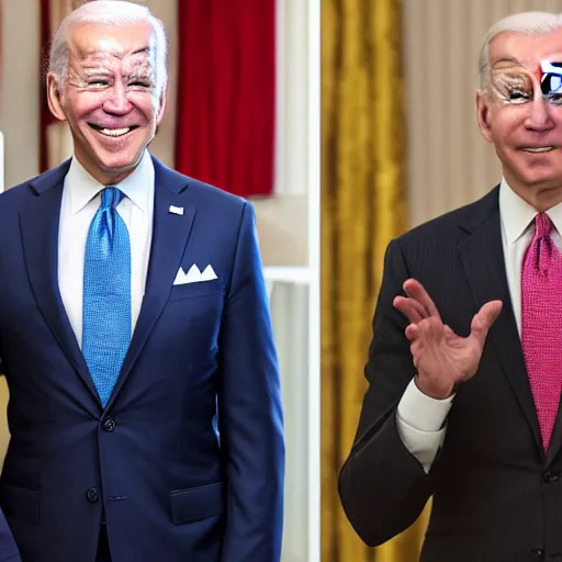 Prompt: professional photograph of a baby monkey wearing a suit and joe biden standing next to each other in the white house, very detailed, very intricate, 8 k,