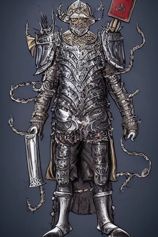 Prompt: man in ornate suit of armor imbued with magic, fantasy, medieval, character design,