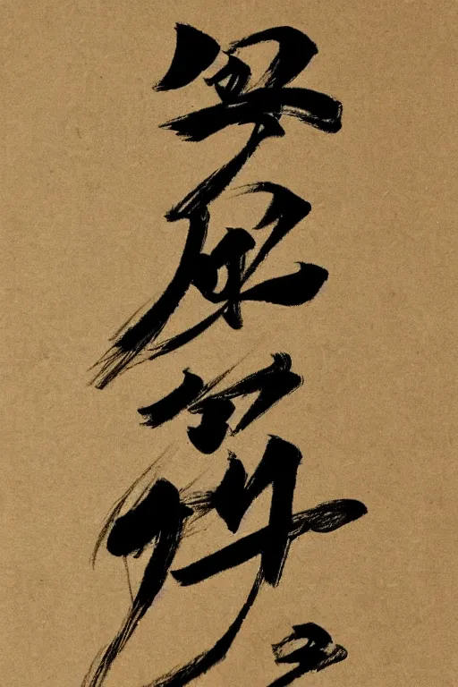 Prompt: A new traditional Chinese character drawn in calligraphic style with a brush and black ink.