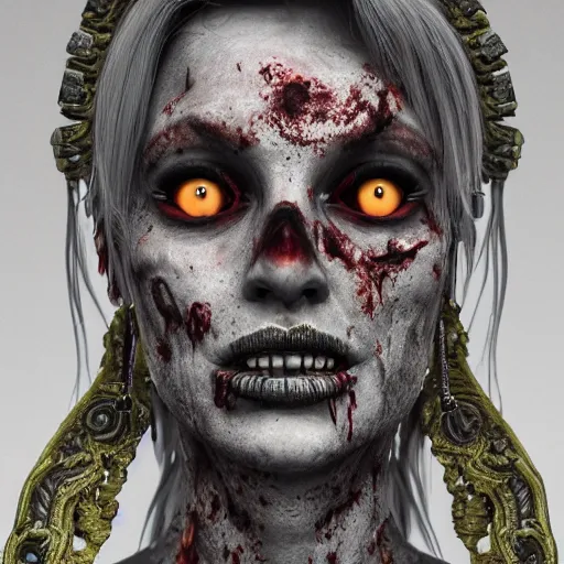 Prompt: the zombie queen, 4 k, intricate detailed, jaw dropping, gorgeous, surreal, octane render