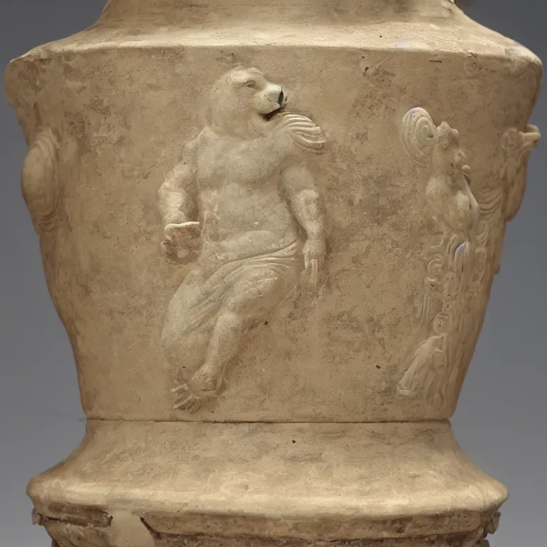 Image similar to ancient greek urn depicting a shiba inu god