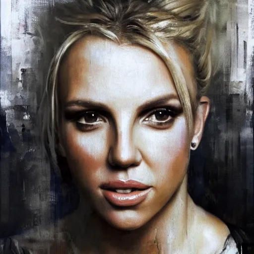 Prompt: britney spears and scarlett johansson morphed together, hybrid, jeremy mann painting