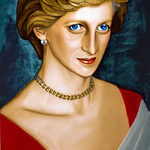 Image similar to a painting of princess diana in the style of leonardo da vinci