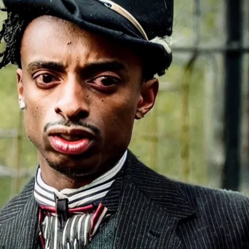 Image similar to playboi carti in peaky blinders 4 k the detailed super realistic