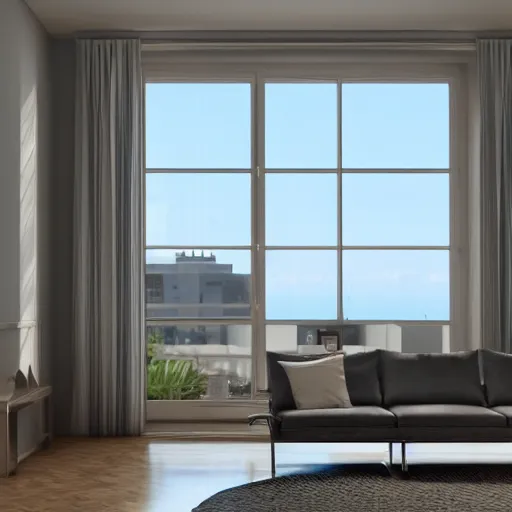 Image similar to interior of a living room with a window opening to the end of the worlds, 8k, cinematic