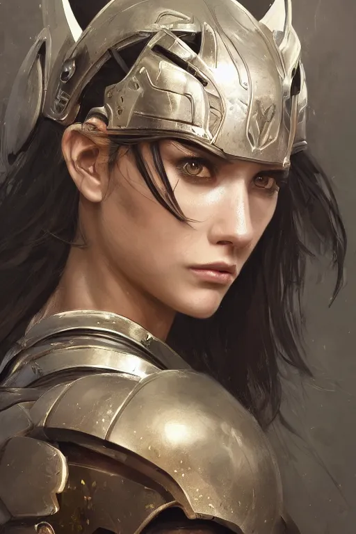 Prompt: a portrait of an attractive young woman, clothed in battle armor, olive skin, long dark hair, beautiful bone structure, symmetrical facial features, intricate, elegant, highly detailed, digital painting, trending on Artstation, concept art, smooth, sharp focus, illustration, from Metal Gear by Ruan Jia and Mandy Jurgens and Artgerm and william-adolphe bouguerea, highly detailed, trending on artstation, award winning
