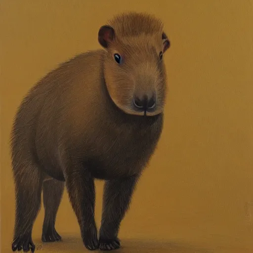 Image similar to sauve capybara wearing formal attire, portrait, painting