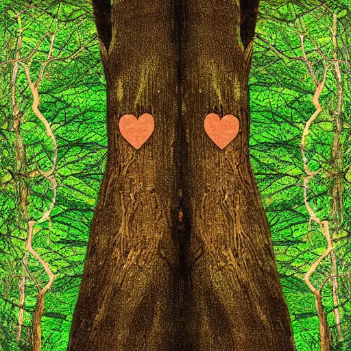 Image similar to digital art of mother earth kissing trees