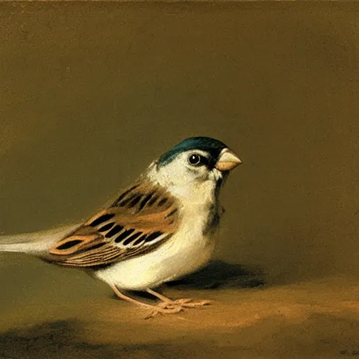 Image similar to a sparrow, by Francisco Goya, oil on canvas