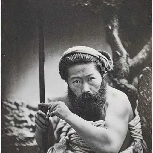 Prompt: color photography of john the baptist by hisaji hara