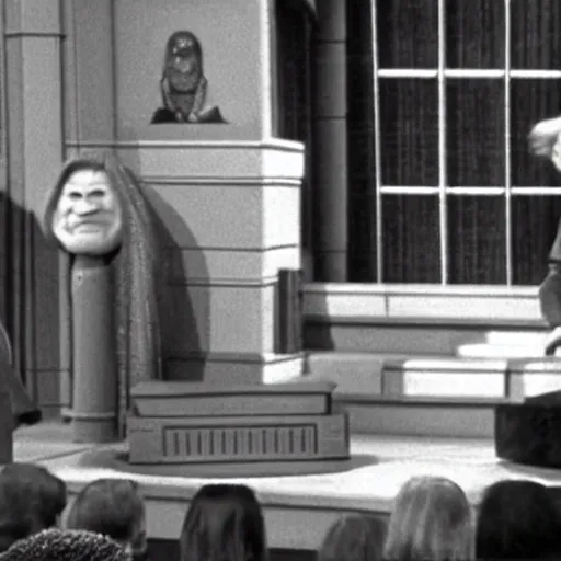 Image similar to emperor palpatine makes a special guest appearance on mr. rogers neighborhood