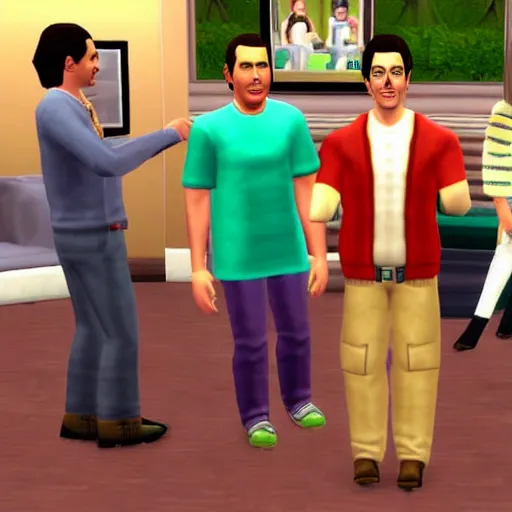 Image similar to cast of Seinfeld in The Sims 2