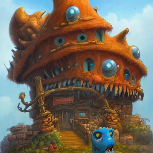 Image similar to monster town by justin gerard, deviantart