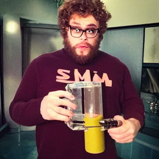 Prompt: seth rogan smoking out of a diamond bong