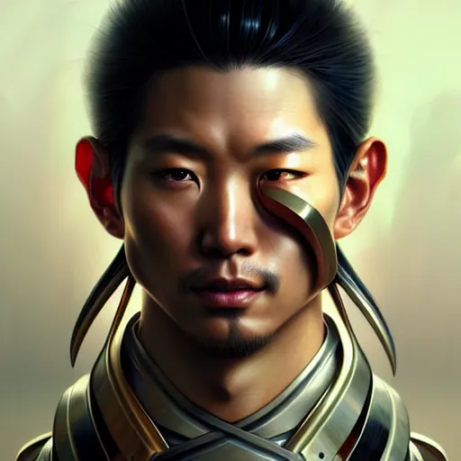 Image similar to ultra realistic illustration, a japanese male cyborg samurai, intricate, elegant, highly detailed, digital painting, artstation, concept art, smooth, sharp focus, illustration, art by artgerm and greg rutkowski and alphonse mucha