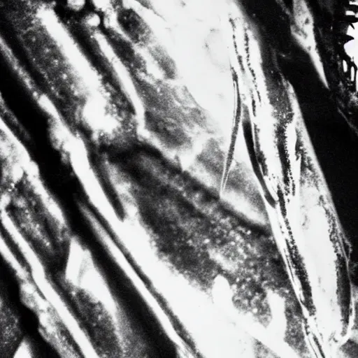 Image similar to xenomorph in ice cavern, close up photo, creepypasta, monochromatic