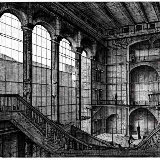 Image similar to piranesi prison interior in the style of escher