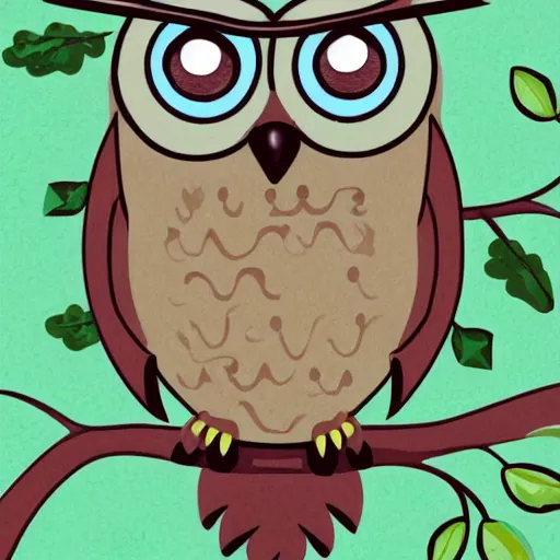 Prompt: A happy owl, an illustration by Chris Leavens