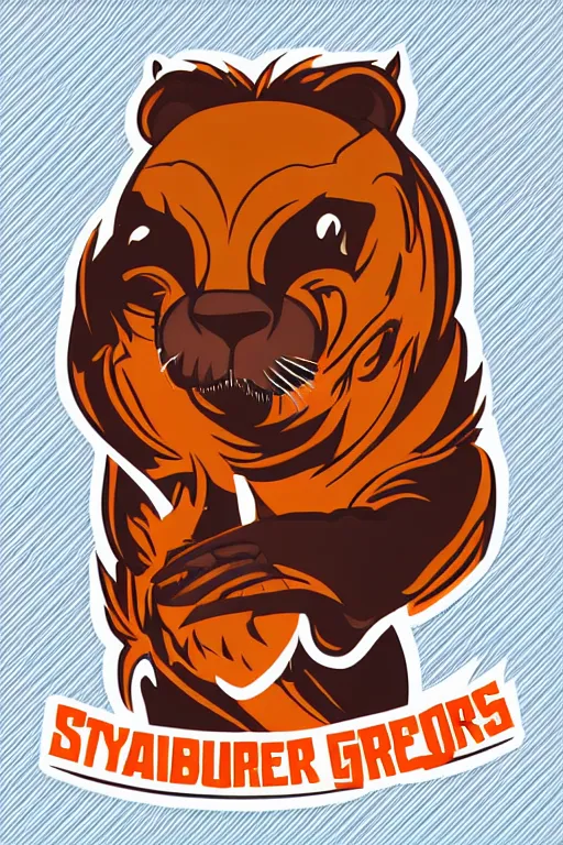 Image similar to in the style of max prentis and deathburger and laurie greasley a vector e-sports vector logo of a otter, highly detailed, colourful, 8k wallpaper