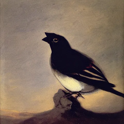 Prompt: a sparrow, by Francisco Goya, oil on canvas