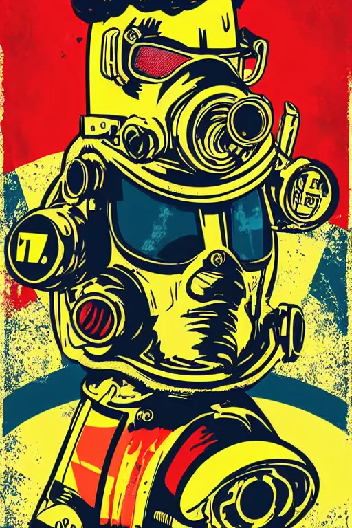 Image similar to fallout 7 6 retro futurist illustration art by butcher billy, sticker, colorful, illustration, highly detailed, simple, smooth and clean vector curves, no jagged lines, vector art, smooth andy warhol style