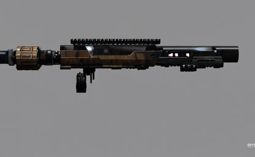 Prompt: extremely detailed ultra realistic side view photo vintage sci fi laser sniper rifle, detailed trigger, chemically propelled, electric, steel, wood accents, smooth streamline, elegant sleek smooth body, wires, railgun, chemrail, gauss, smooth utopian design, ultra high quality, octane, cod, destiny, warframe, terminator