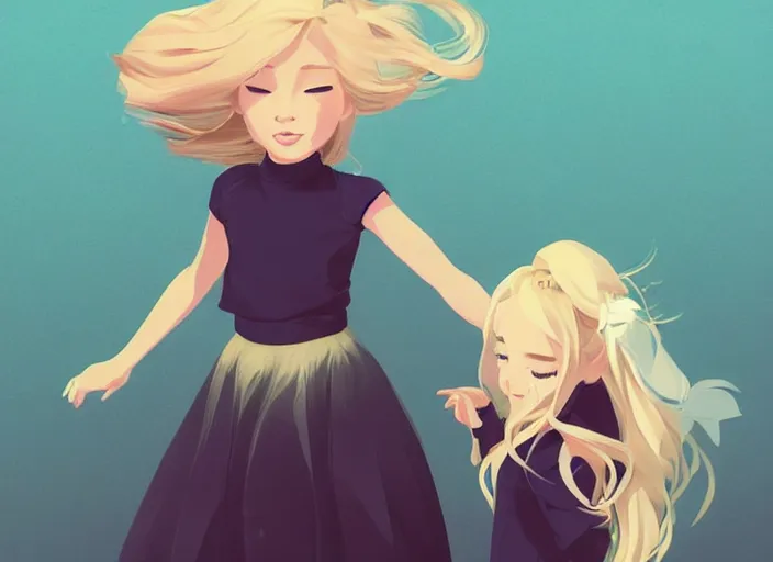 Image similar to little girl with long blonde hair meeting a ghost. clean cel shaded vector art. shutterstock. behance hd by lois van baarle, artgerm, helen huang, by makoto shinkai and ilya kuvshinov, rossdraws, illustration, art by ilya kuvshinov