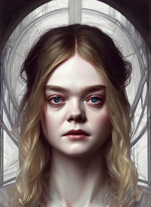 Prompt: symmetry!! portrait of elle fanning in re 7, horror, fashion, dark!! intricate, elegant, highly detailed, digital painting, artstation, concept art, smooth, sharp focus, illustration, art by artgerm and greg rutkowski and alphonse mucha