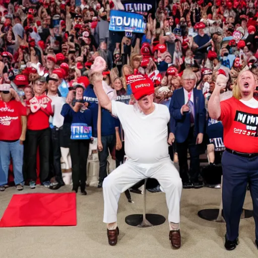 Image similar to donald trump wearing diapers while red necks cheering around