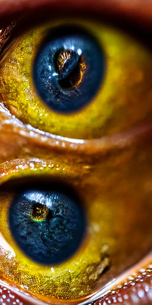 Image similar to ultra realistic highly detailed macro photograph of a human eye shaped like a lizard, dramatic lighting, close - up photo