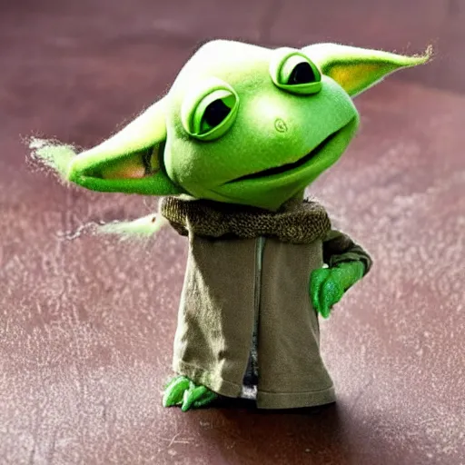 Image similar to photo of hybrid of kermit the frog and yoda