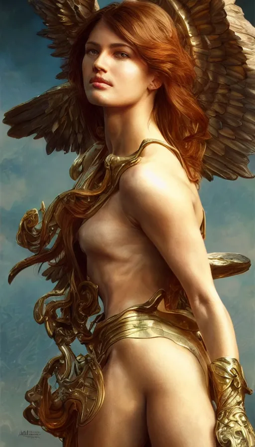 Prompt: archangel, perfectly-centered-Portrait of the most beautiful women on the planet, sweaty, dynamic action pose, insane, intricate, highly detailed, digital painting, artstation, concept art, smooth, sharp focus, illustration, Unreal Engine 5, 8K, art by artgerm and greg rutkowski and alphonse mucha