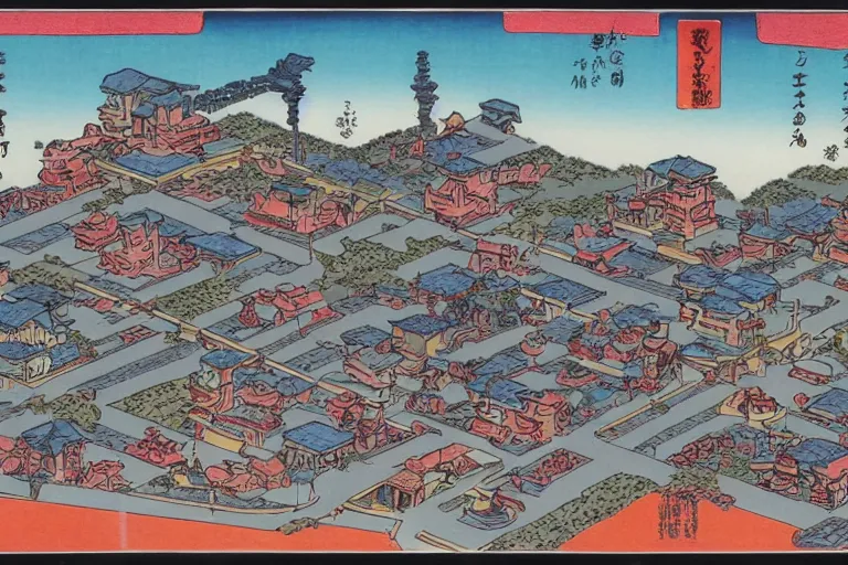 Image similar to a dungeons and dragons castle town. street level view. r / retrofuturism and ukiyo - e