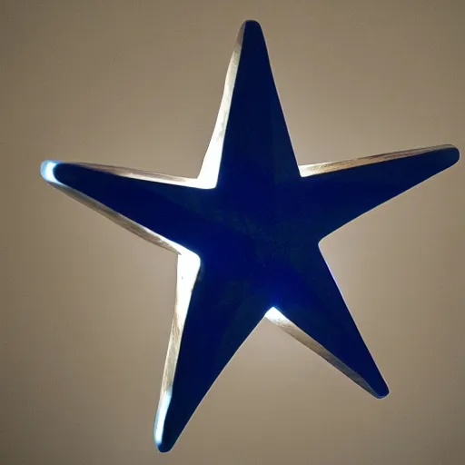 Image similar to dark blue glowing ceramic star shape, photograph