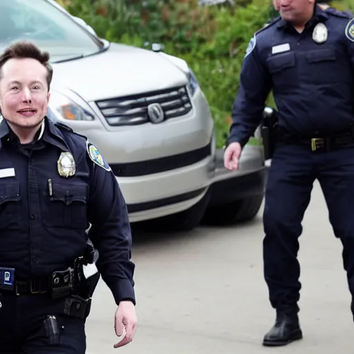 Image similar to Elon Musk handcuffed by police officer