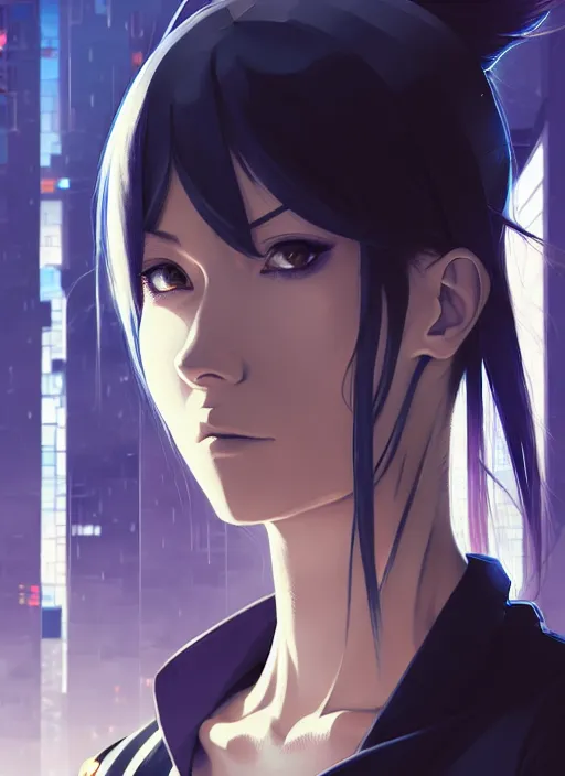 Prompt: a film still portrait of a confident cyberpunk assassin woman, finely detailed features, closeup at the faces, perfect art, at an cyberpunk city, vibrant colours, anime!! anime art, gapmoe grimdark, artstation, trending on pixiv fanbox, painted by greg rutkowski makoto shinkai takashi takeuchi studio ghibli, akihiko yoshida