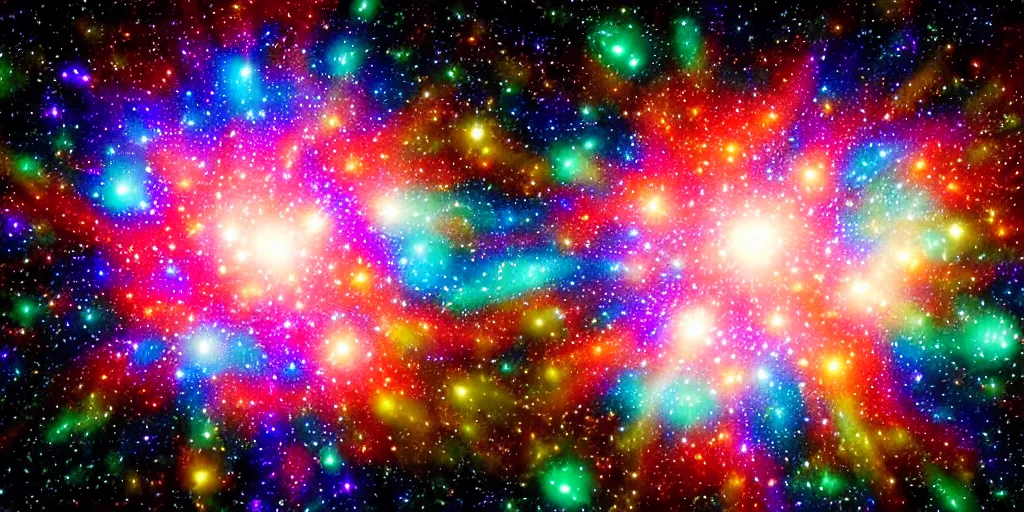 Image similar to star lights bending around a super nova, colorful, stylish, soft bokeh